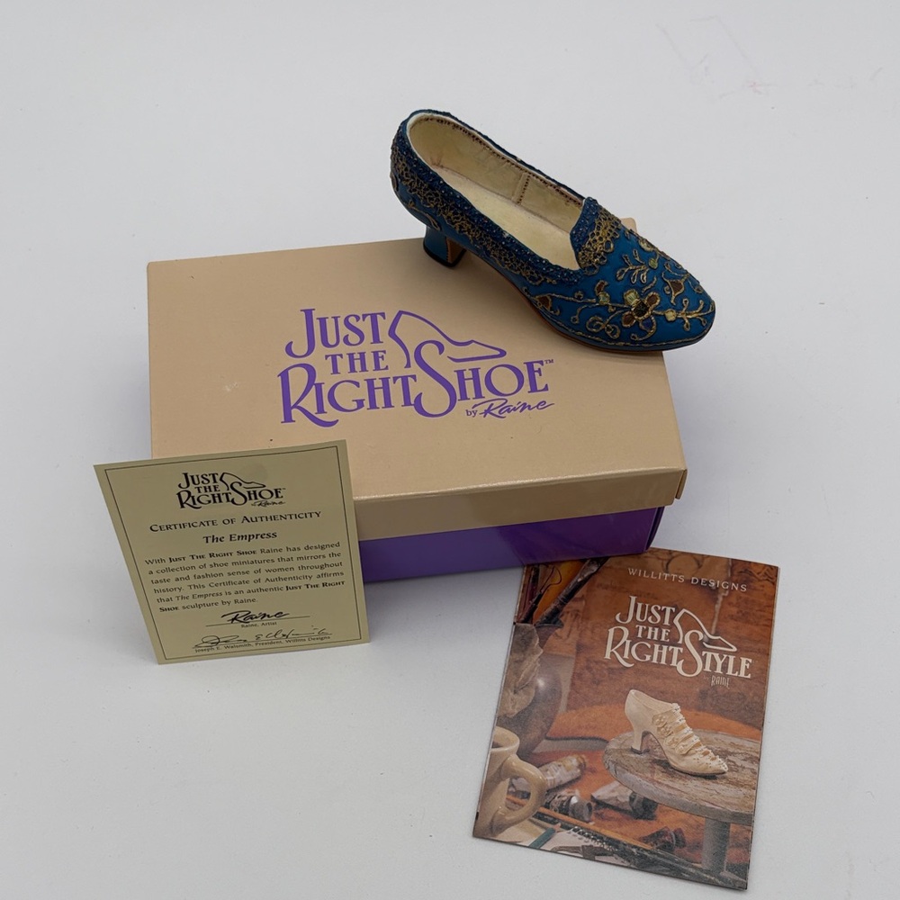 Just the Right Style by Raine The Empress Miniature Blue Gold Shoe Figurine